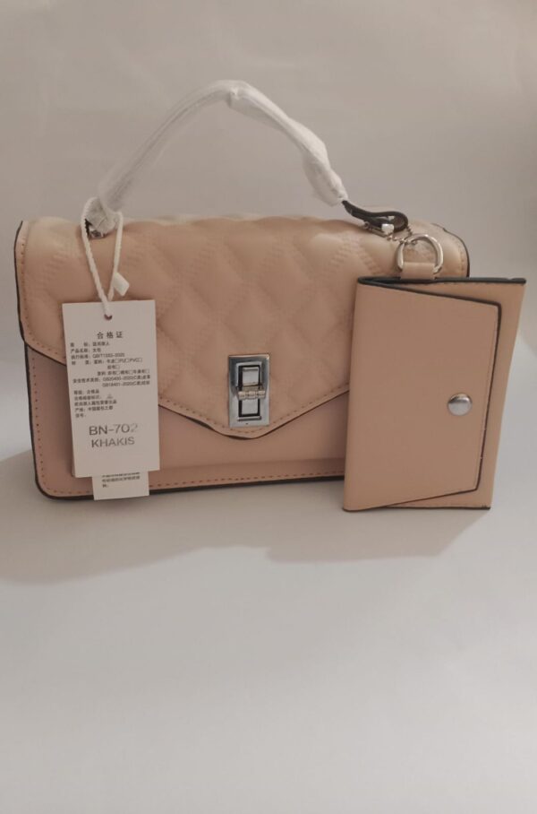 Classic Khaki Quilted Handbag & Wallet Set