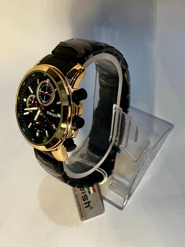 SWISH Premium Black & Gold Chronograph Men’s Watch - Image 2