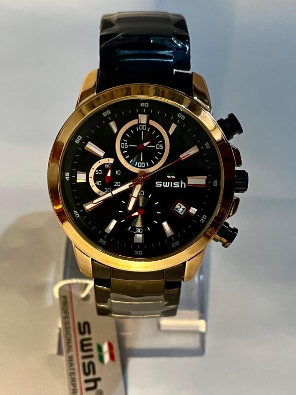 SWISH Premium Black & Gold Chronograph Men’s Watch - Image 4