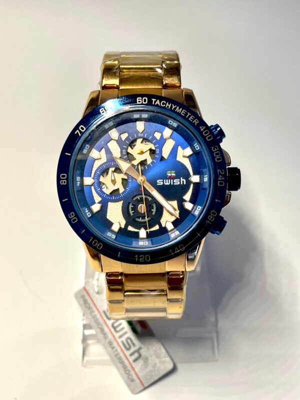 SWISH Luxury Gold & Blue Chronograph Men’s Watch