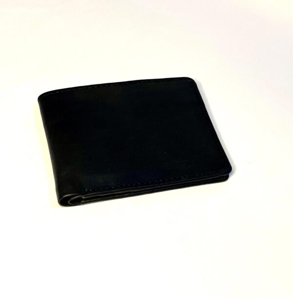 Classic Black Genuine Leather Bi-Fold Wallet with ID Window - Image 2