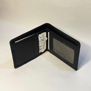Classic Black Genuine Leather Bi-Fold Wallet with ID Window