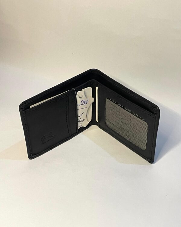 Classic Black Genuine Leather Bi-Fold Wallet with ID Window